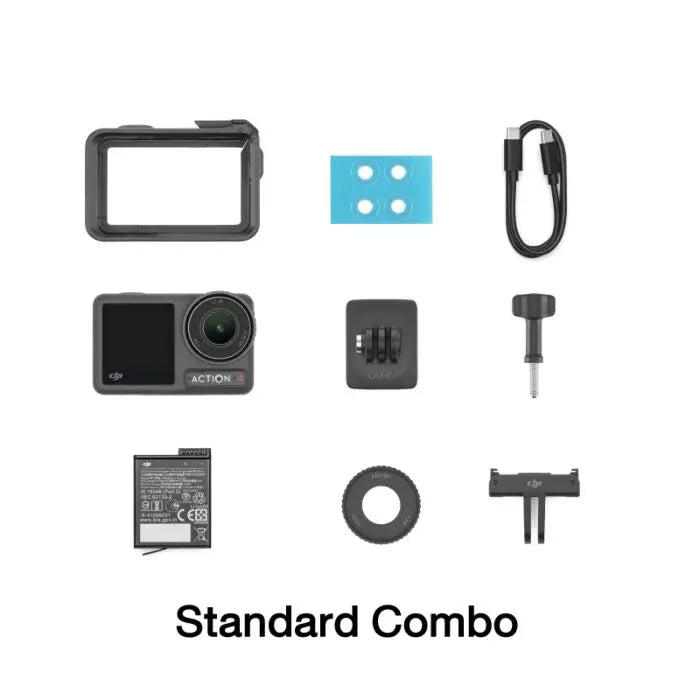 DJI Osmo Action 4 Standard Combo camera with included accessories