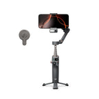 DJI Osmo Mobile 7P gimbal holding smartphone with magnetic quick-release mount and integrated tripod