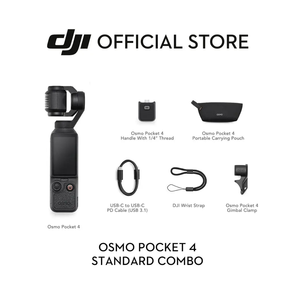 DJI Osmo Pocket 4 Standard Combo with included accessories