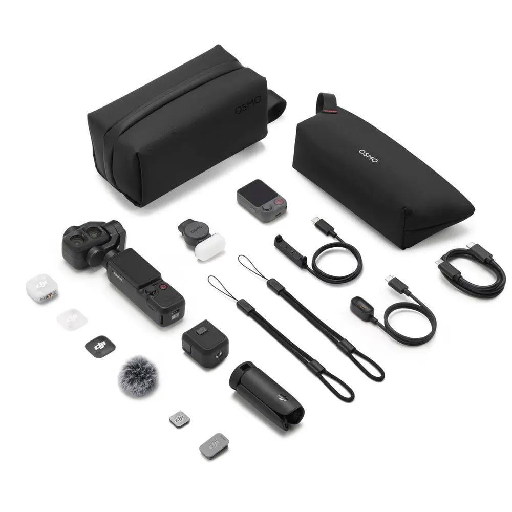 DJI Osmo Pocket 4P Vlog Combo black with Mic Mini 2, FrameTap, fill light, mini tripod and carrying bags