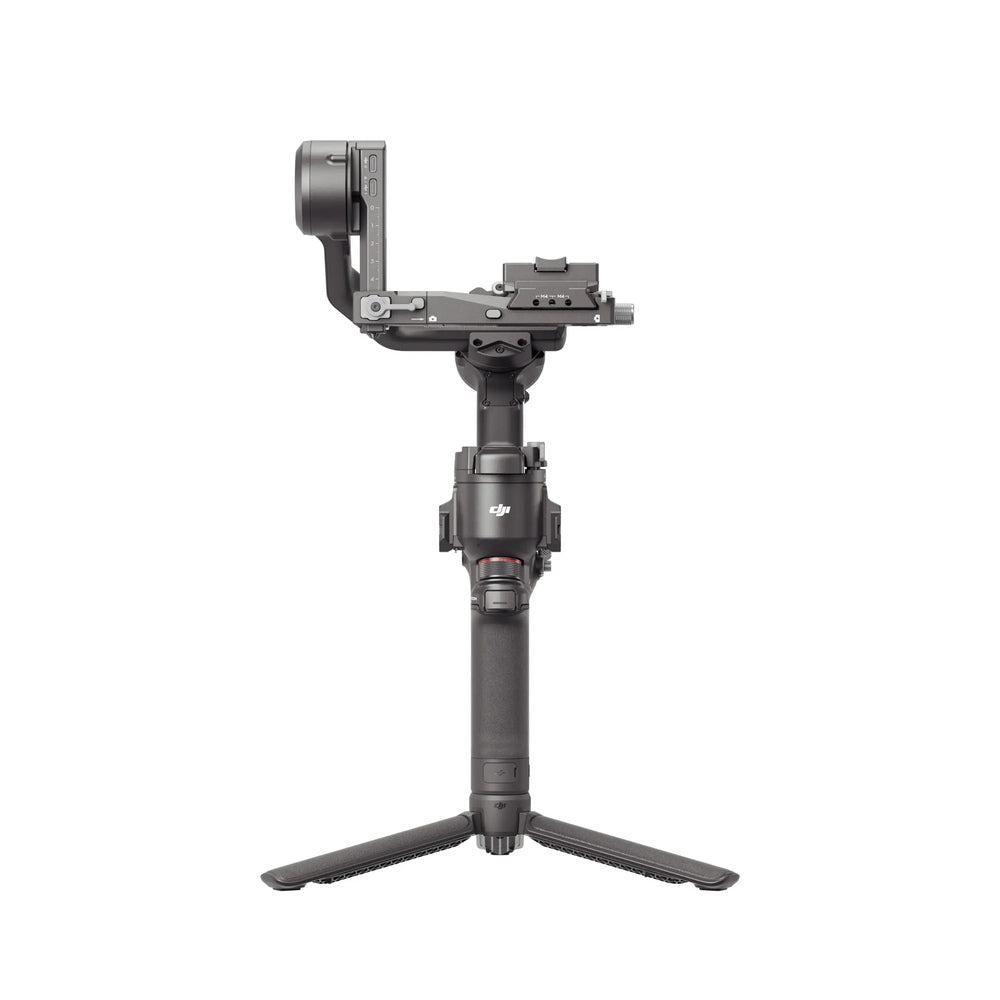 DJI RS 4 three-axis camera gimbal stabilizer on mini tripod