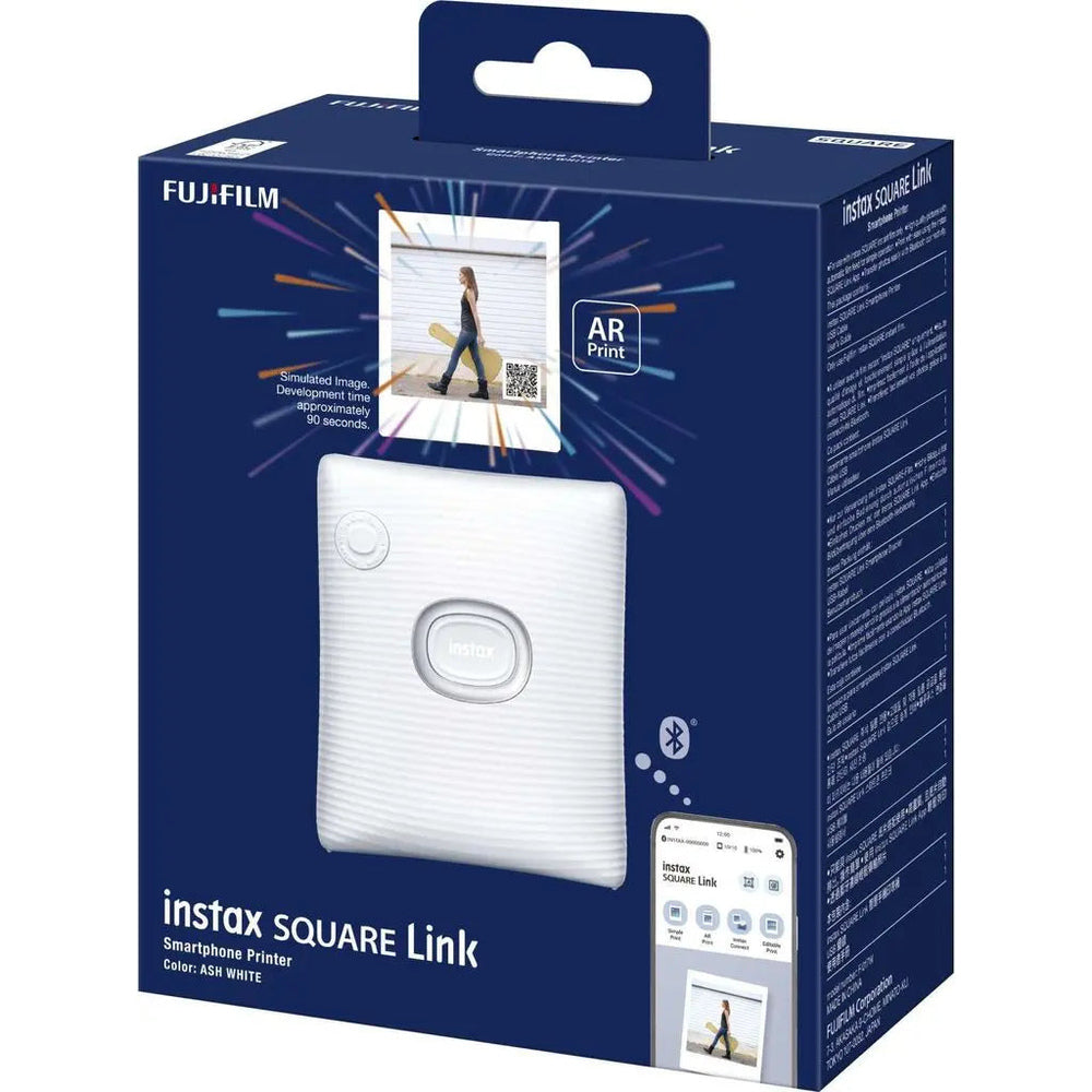 Fujifilm instax SQUARE Link Ash White instant photo printer retail box