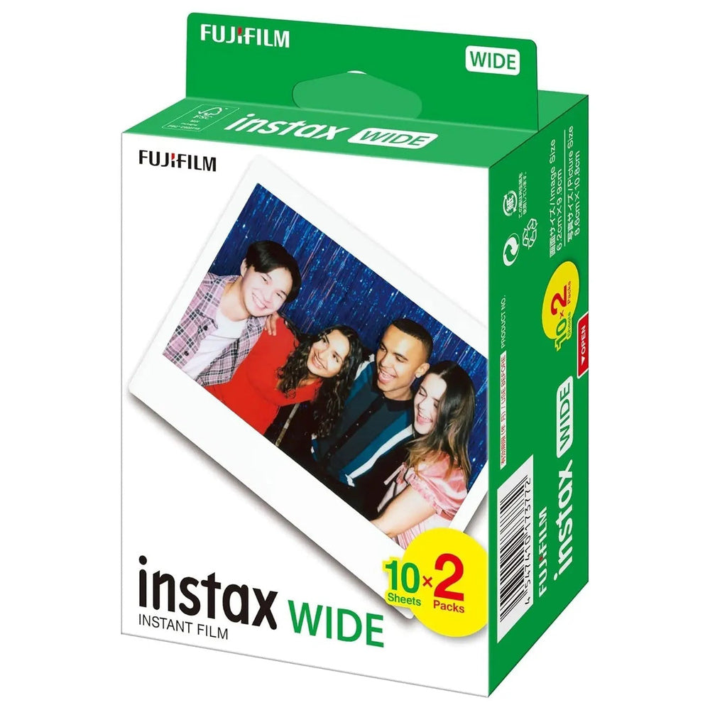 Fujifilm instax WIDE instant film 20-shot twin pack box angled view