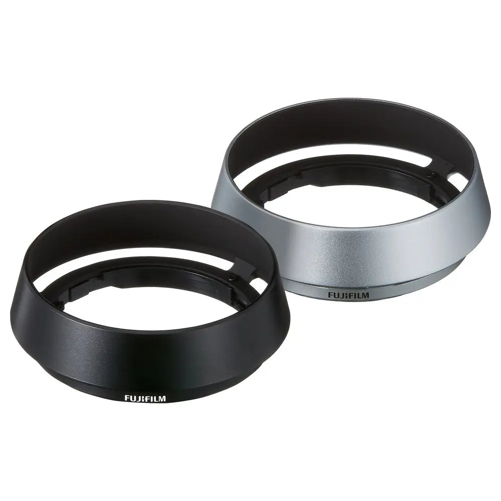 Fujifilm LH-XF35-2 lens hoods shown in black and silver
