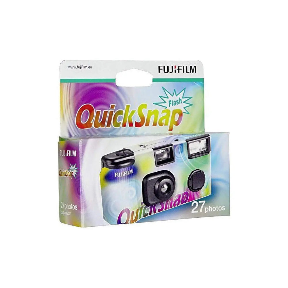 Fujifilm QuickSnap Flash single-use 35mm camera 27 exposures front retail carton