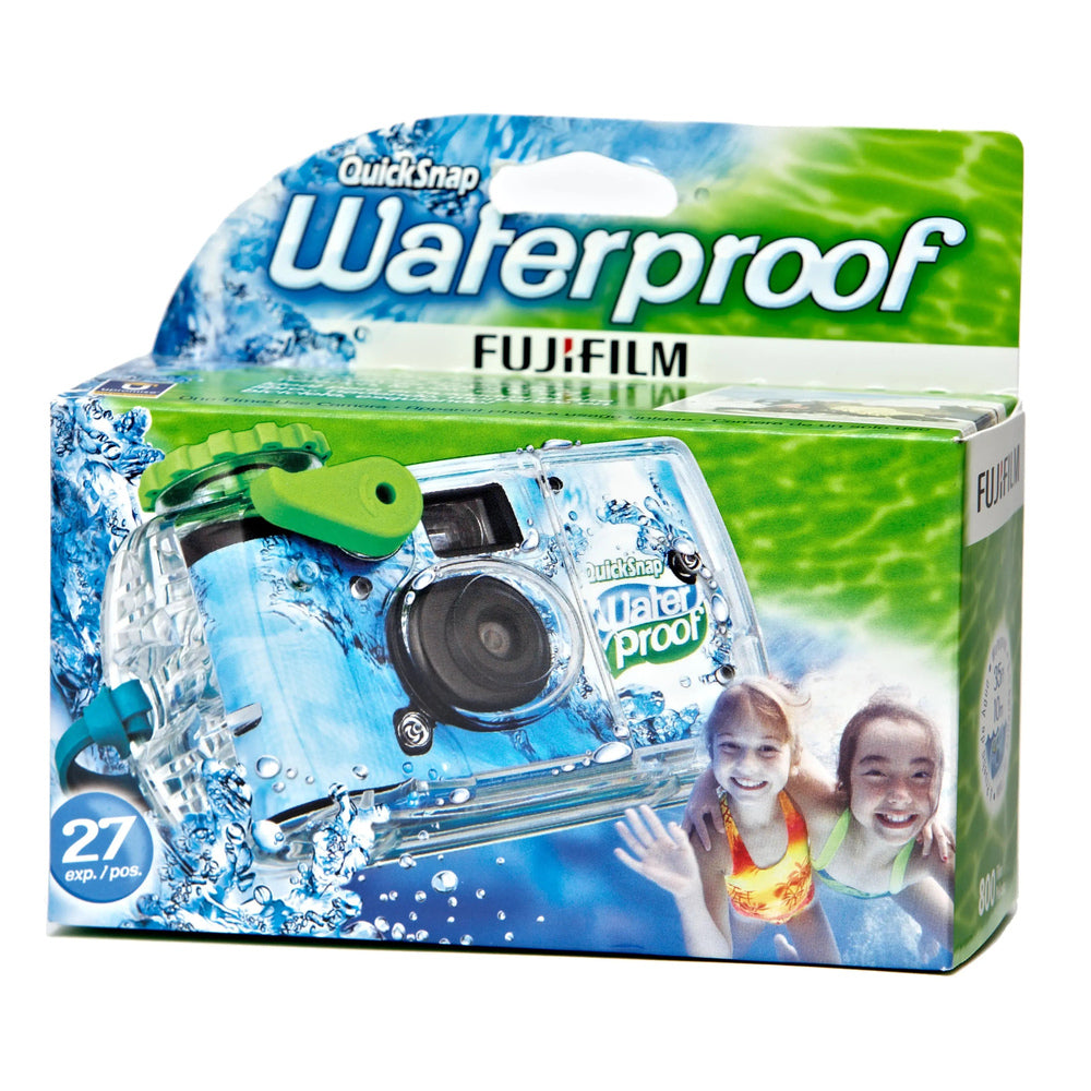 Fujifilm QuickSnap Waterproof 27 exposures ISO 800 camera retail box front view