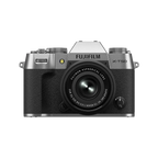Fujifilm X-T50 Mirrorless Camera - Silver with XC15-45mm lens, front view