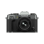 Fujifilm X-T50 Mirrorless Camera - Charcoal Silver with XC15-45mm lens, front view