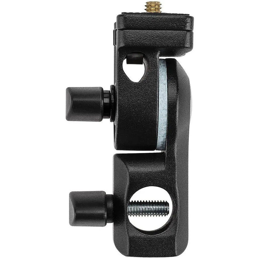 Side view of Godox AD-E2 flash bracket showing the light-stand socket and clamp screw
