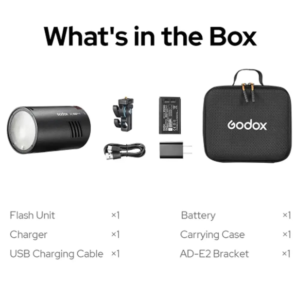 Godox AD100Pro II flash kit components and case