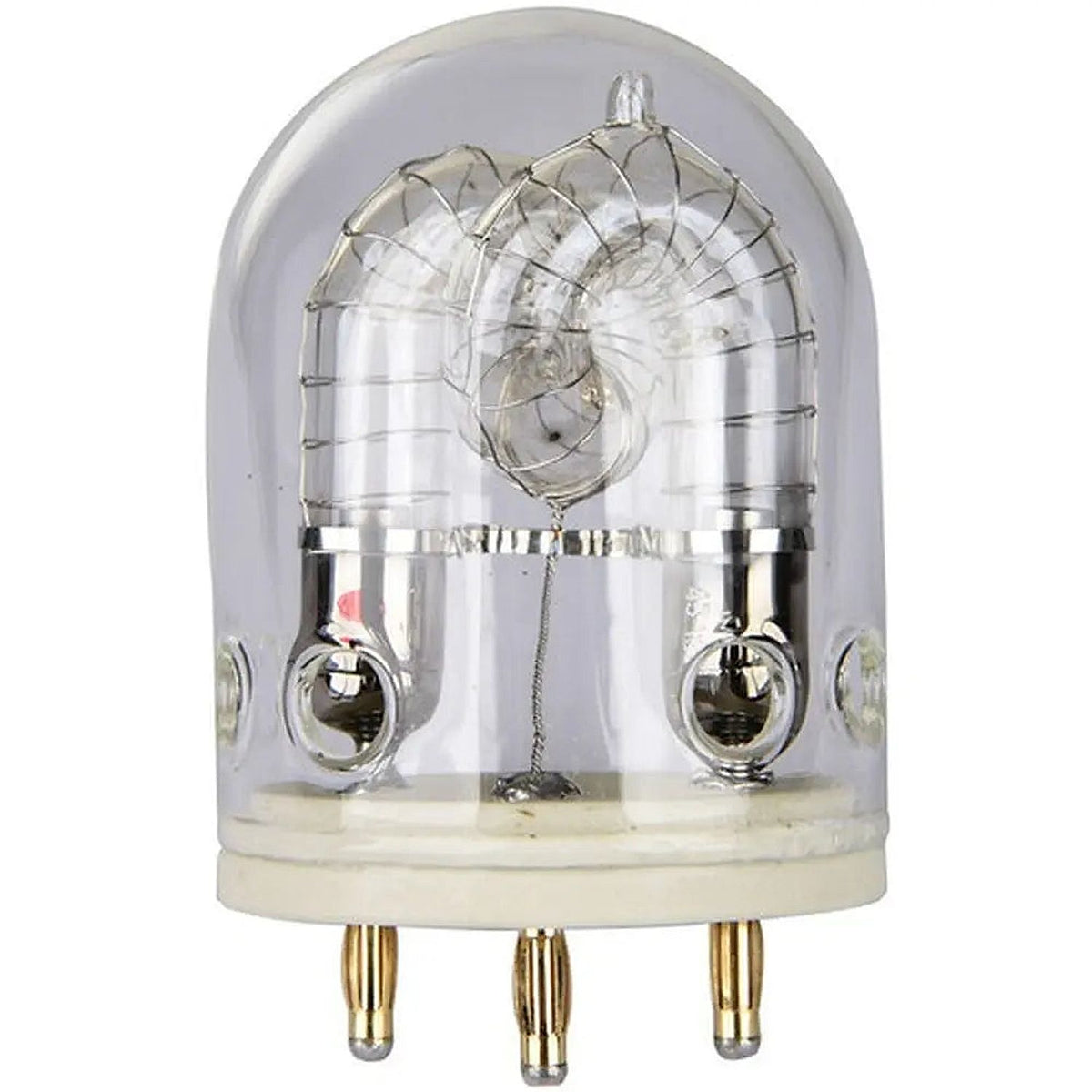 Godox FT-AD600Pro flash tube, upright view showing the glass dome, internal flash tube and three electrical pins.