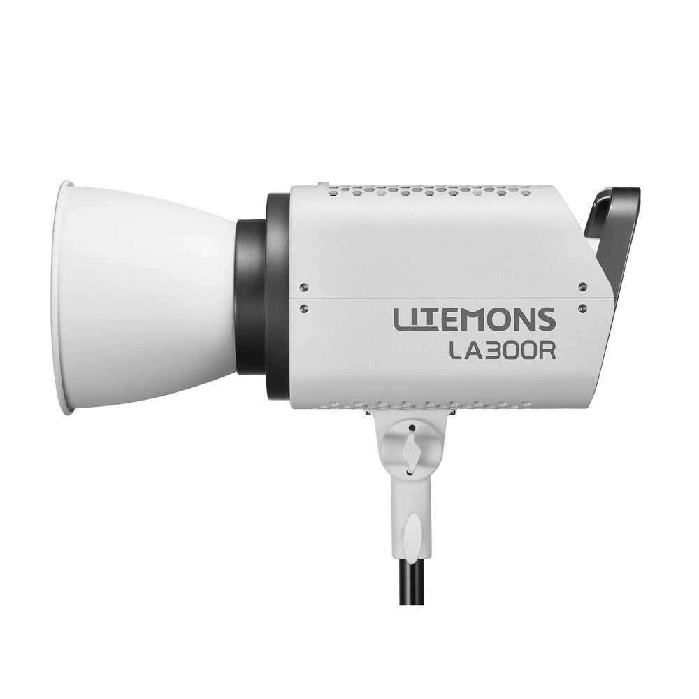 Godox Litemons LA300R white LED light side view with reflector