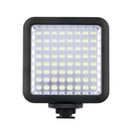 Godox LED64 fixed-daylight on-camera light showing all 64 LEDs and shoe mount