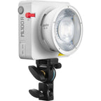 Godox ML100R RGB video light front three-quarter view with reflector