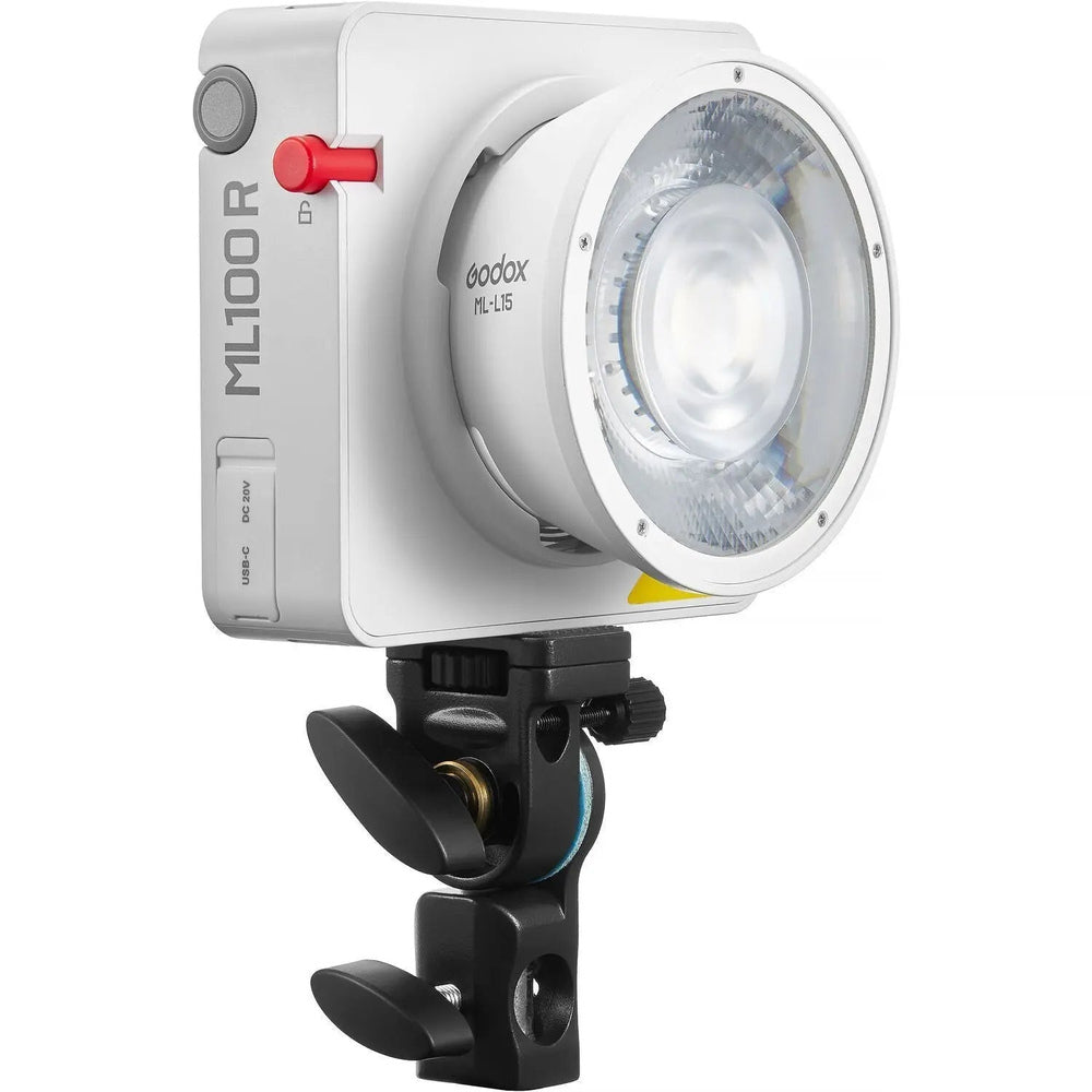 Godox ML100R RGB video light front three-quarter view with reflector