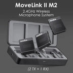Godox MoveLink II M2 two transmitters and one receiver shown above included three-slot charging case