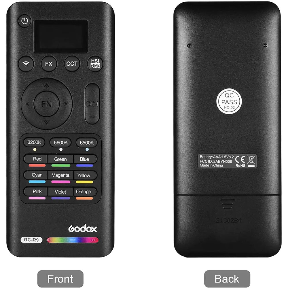 Godox RC-R9 remote control front and rear views