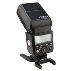 Godox TT350F rear LCD and controls shown on stand