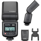 Godox TT520 III rear LCD screen, battery compartment and flash transmitter