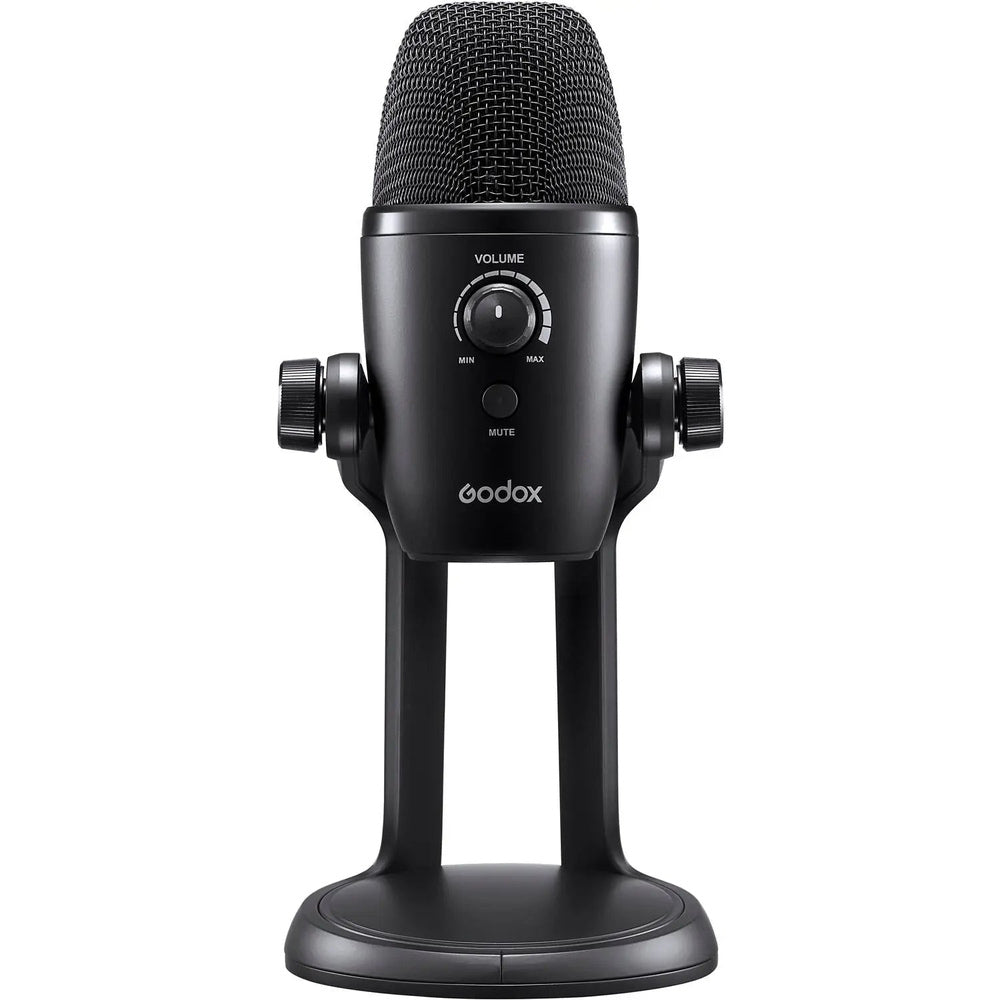 Godox UMic82 desktop USB microphone front view with stand