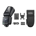 Godox V1 Mid N Nikon speedlite and manufacturer kit contents