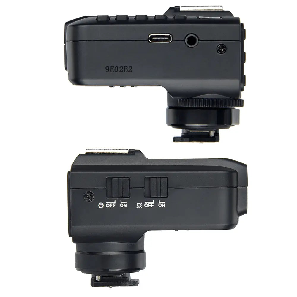 Godox X2T-C side profiles showing USB-C port, sync connector and power switches