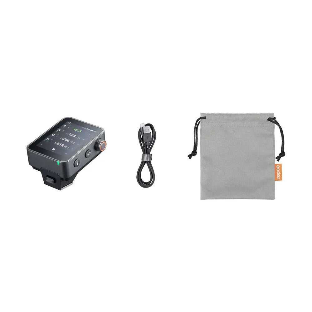 Godox X3Pro N Nikon flash trigger with USB-C cable and storage pouch