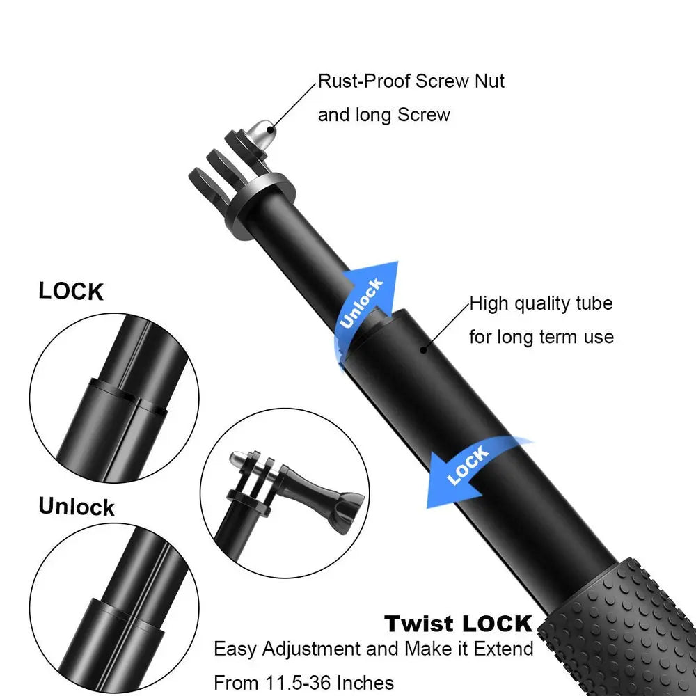 HIFFIN 19-Inch Waterproof Hand Grip Monopod for Action Cameras — product details and alternate view