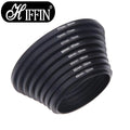 Eight HIFFIN step-up lens filter adapter rings stacked with sizes from 49–52mm to 77–82mm