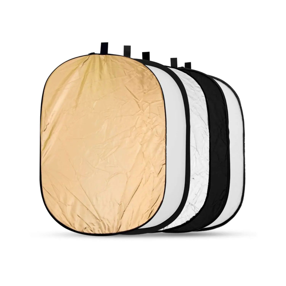 HIFFIN 40 x 60 inch 100 x 150 cm 5-in-1 collapsible oval photography reflector gold white black silver translucent panels