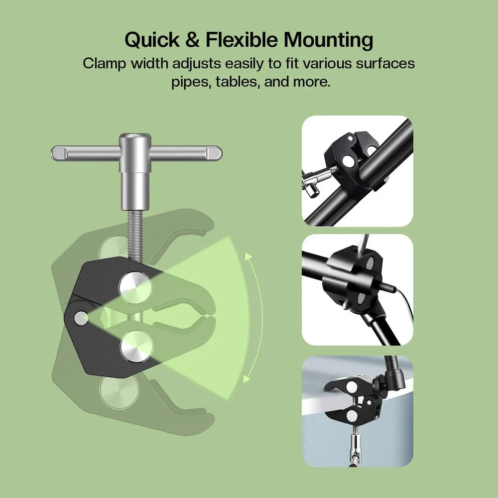 HIFFIN 7-inch articulating magic arm accessory setup