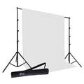 HIFFIN 8 x 12 ft white LEKERA photography backdrop shown in studio setup; stand and other props shown are for illustration and not included