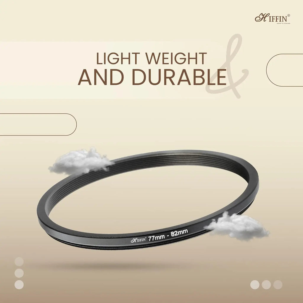 HIFFIN PRO 40.5–82mm anodized aluminum step-up ring kit detail