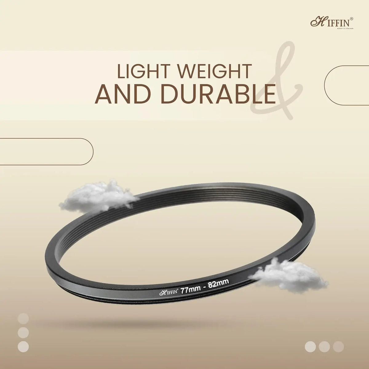 HIFFIN PRO 40.5–82mm anodized aluminum step-up ring kit detail