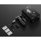 Hohem iSteady V3 Ultra Shadow Black retail box gimbal folded and AI tracking components