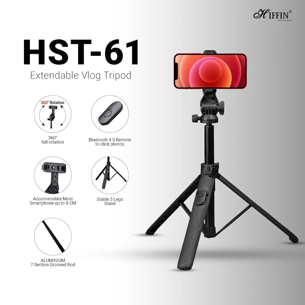HIFFIN HST-61 63 Selfie Stick Tripod with Wireless Remote HIFFIN