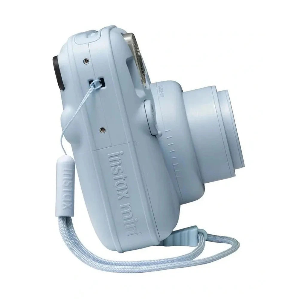 Fujifilm Instax Mini 13 Frost Blue camera side profile and lens detail