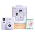 Fujifilm Instax Mini SE Purple Fun Pack camera, retail box and 10-shot film pack