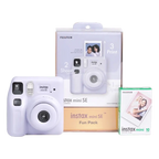 Fujifilm Instax Mini SE Purple Fun Pack camera, retail box and 10-shot film pack