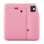 Fujifilm Instax Mini SE pink instant camera rear view showing film door and viewfinder