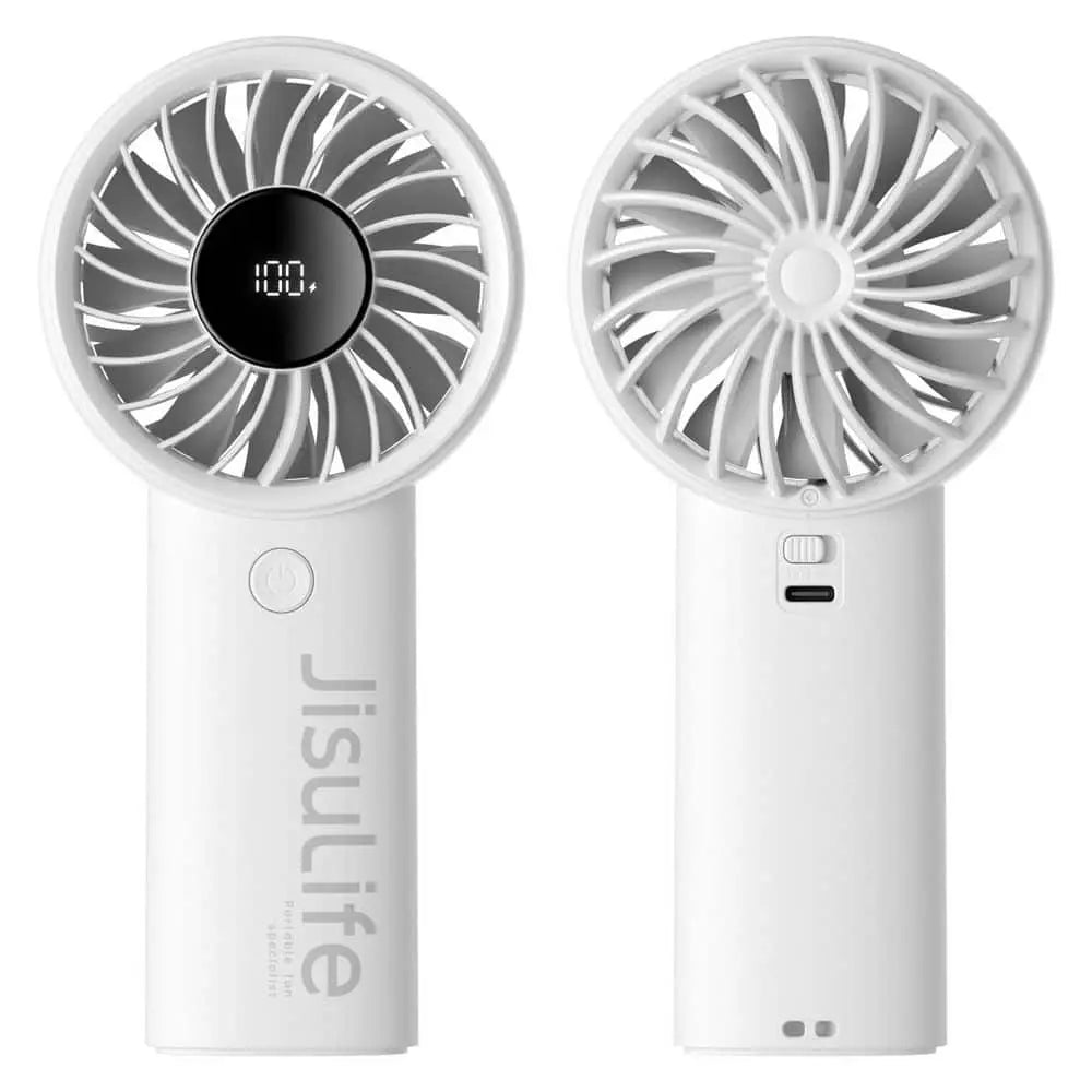 JisuLife Life4 Light Grey fan front and rear appearance including USB-C charging port