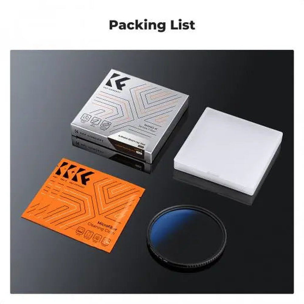 K&F Concept 82mm 4-point fine-line star effect filter with protective case and three cleaning cloths