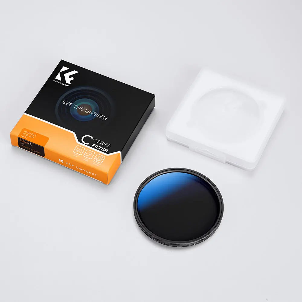 K&F Concept KF01.1403 67mm ND2-ND400 blue multi-coated variable ND lens filter with box and protective case