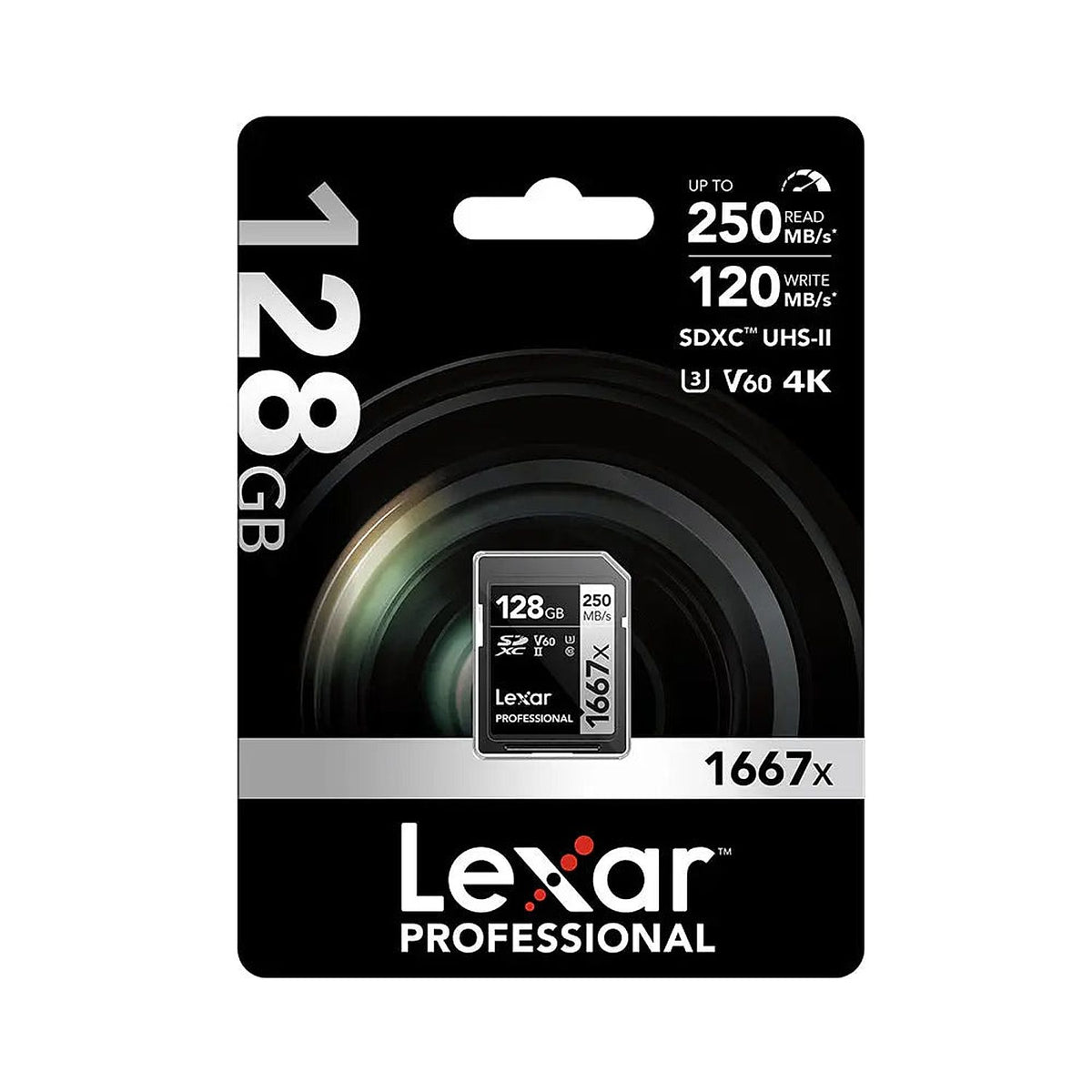 Lexar Professional 1667x 128GB UHS-II V60 SDXC card - alternate package view