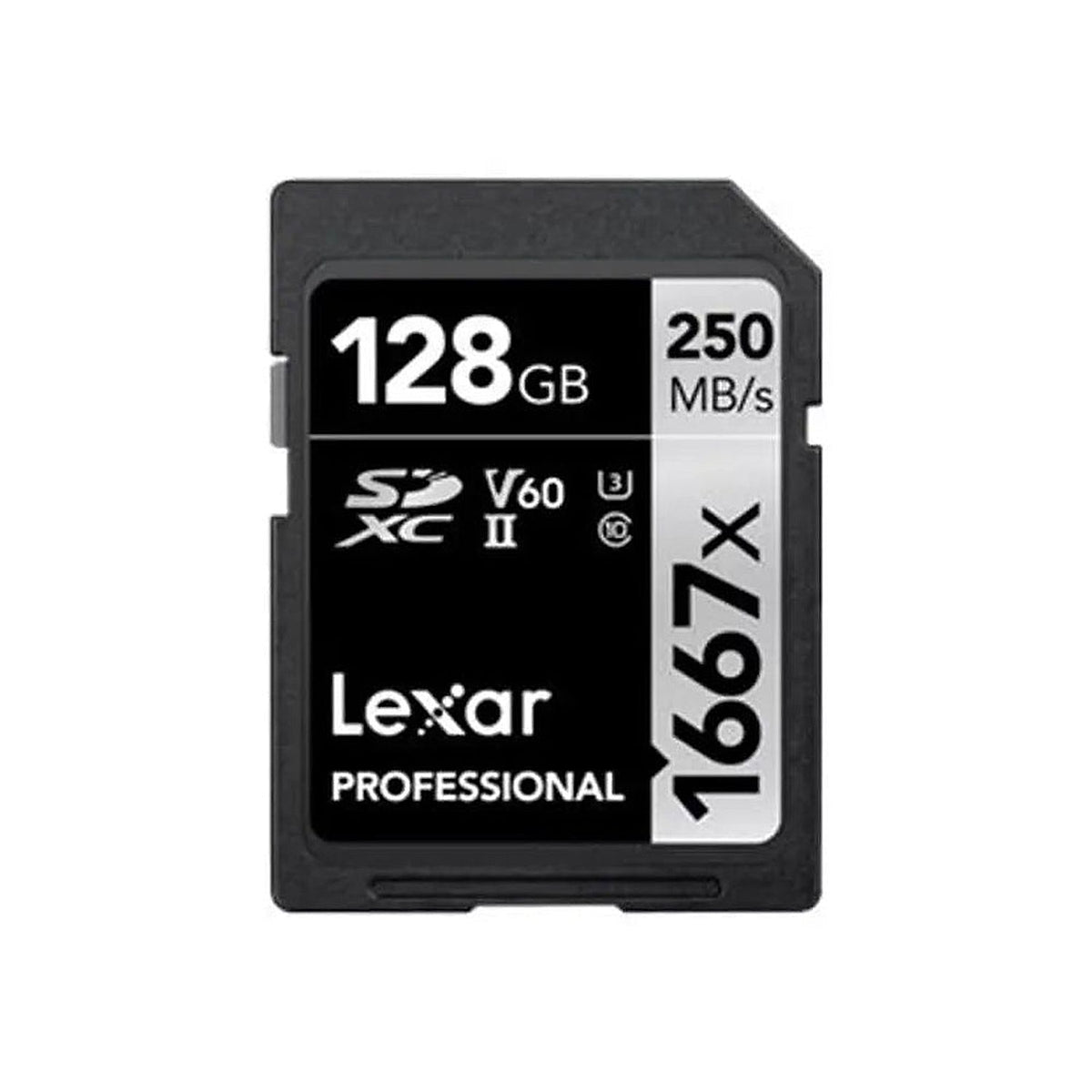 Lexar Professional 1667x 128GB UHS-II V60 SDXC card - front view