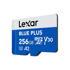 Lexar BLUE PLUS 256GB microSDXC memory card standalone product front view, rated U3 V30 A2