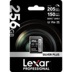 Lexar Professional SILVER PLUS 256GB SDXC UHS-I V30 memory card retail package