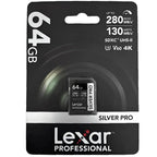 Lexar Professional SILVER PRO 64GB SDXC UHS-II V60 memory card retail package