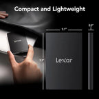 Lexar SL500 black portable SSD compact design in hand
