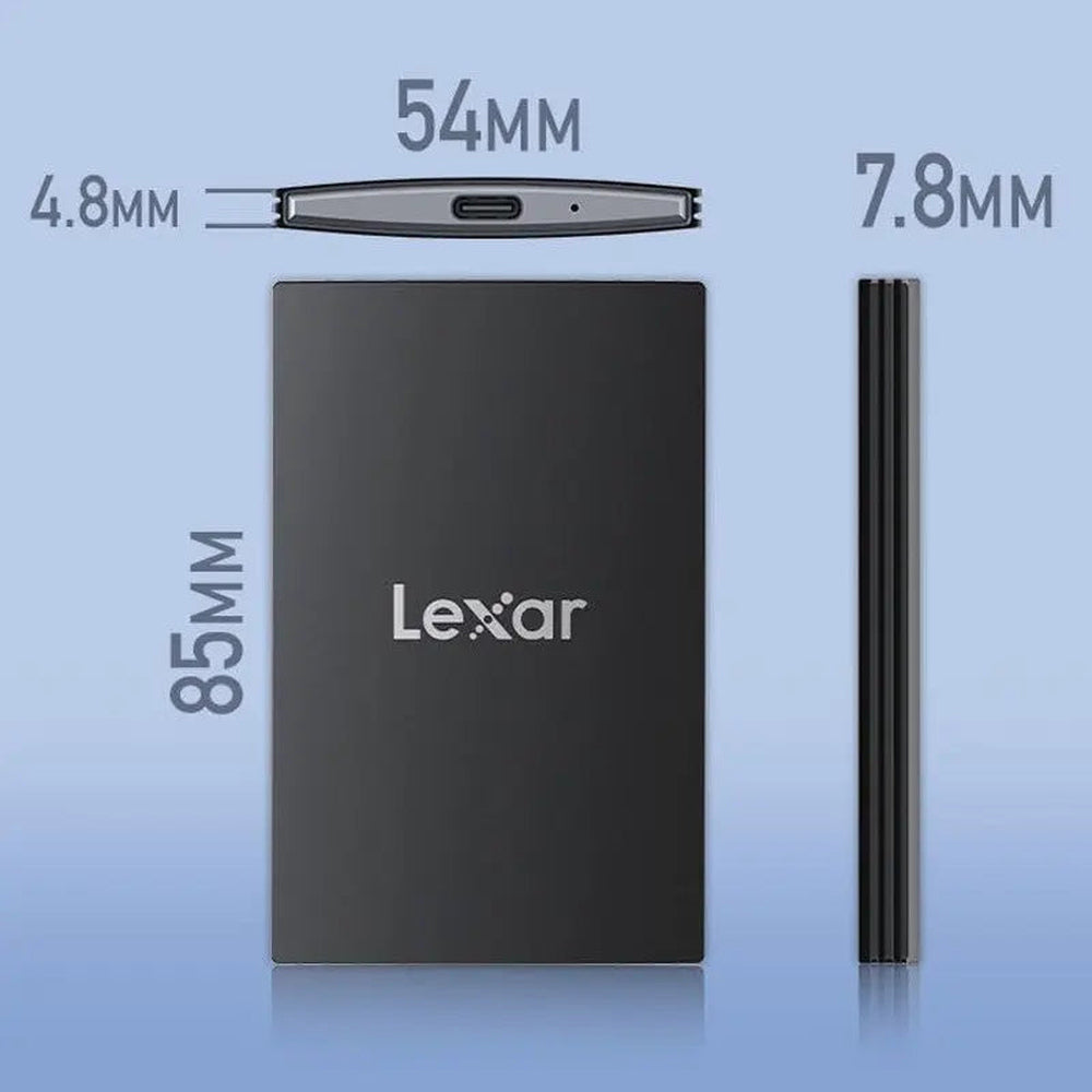 Lexar SL500 SSD dimensions and USB-C port product details